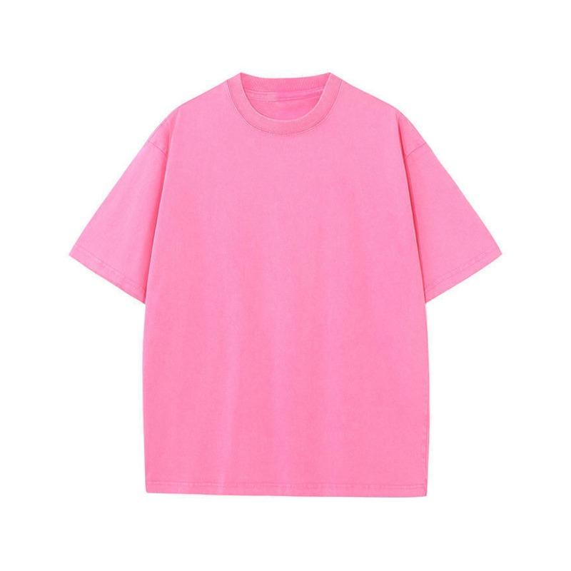 Letnia męska koszulka z czystej bawełny z okrągłym dekoltem, jednolita kolorystyka, proste t-shirty