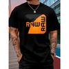 European Size Men's RAW Logo T-Shirt - Urban Streetwear Hip-Hop Tee with Bold RAW Logo Print, Soft Breathable Round Neck Short Sleeve Summer Top