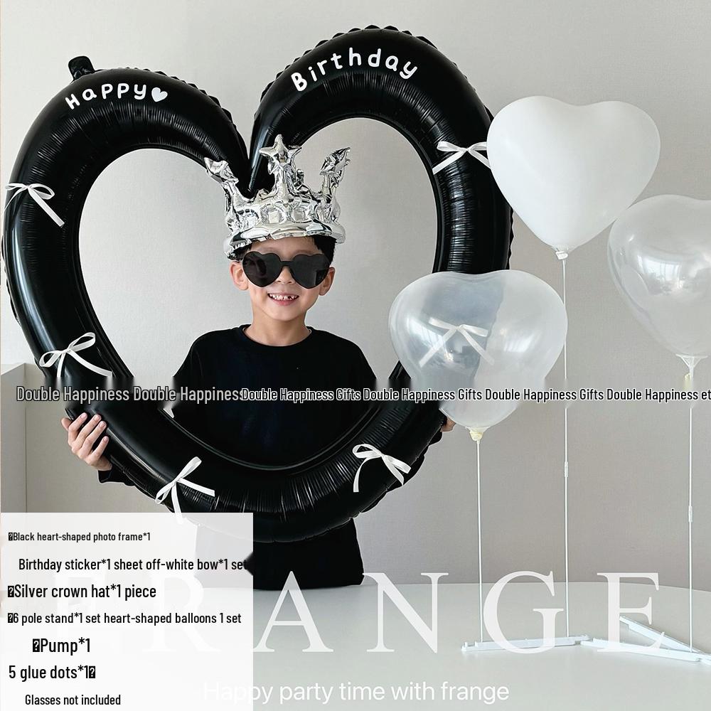 Pink Heart Cutout Balloon Photo Frame for First Birthday & Milestone Celebrations