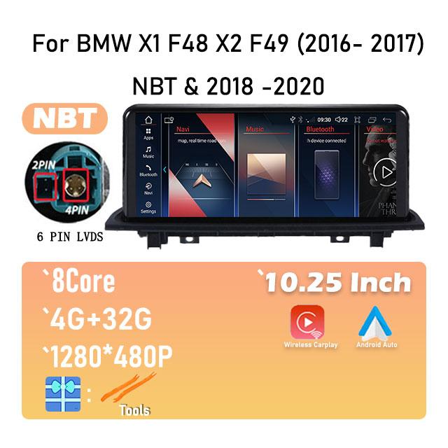 10.25 Inch Android 14 For BMW X1 F48 X2 F49 (2016- 2017) NBT & 2018 -2020 EVO System Car Player GPS Navigation Multimedia Video