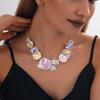 Women's European Geometric Flower Necklace: Colorful Oil-Drop Clavicle Chain