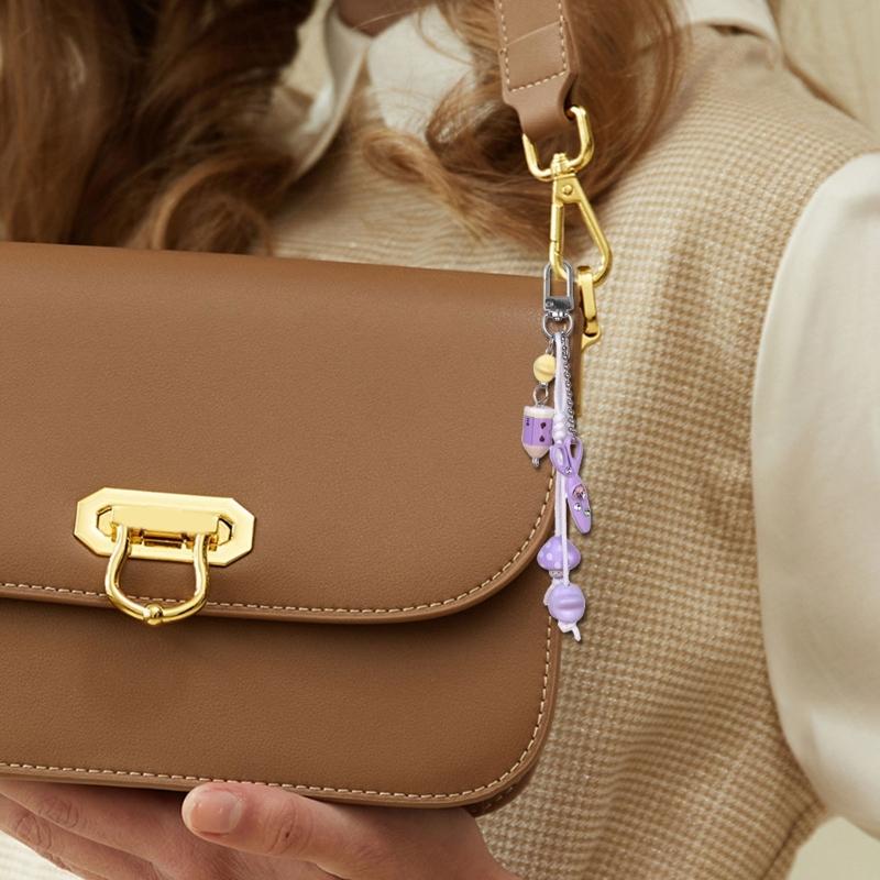 Cute Bag Charm Pendant Keyring Scissors,Pencil Braided Rope Keychain Bag Charm for Backpack Purse Handbag Decoration