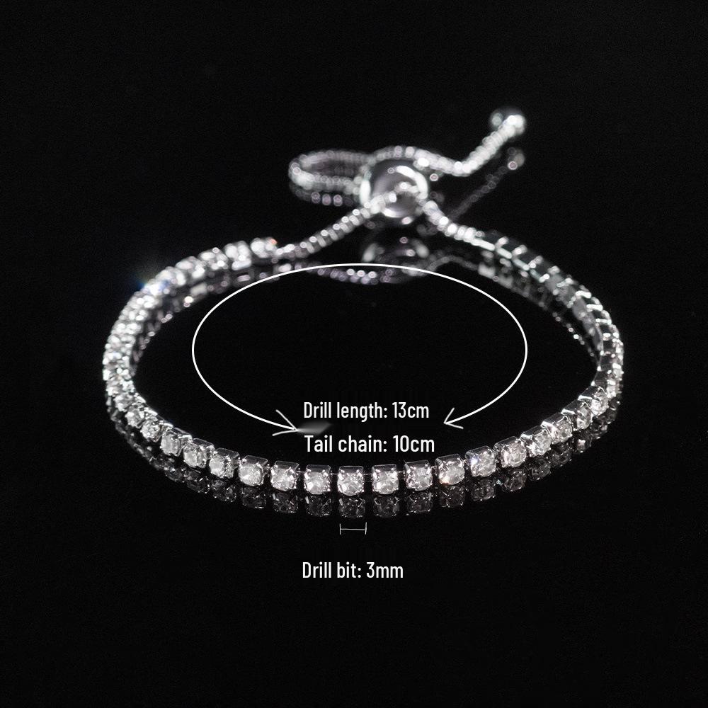Zircon Adjustable Tennis Bracelet, Luxury Women's Jewelry with Full Diamond Design