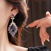 Light Luxury Rhinestone Drop Earrings Exaggerated Ear Jewelry Vintage Crystal Earrings  Gift