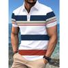 2026 Summer New Style Men's Short-Sleeved Polo Shirt with 3D Stripes Print Street Casual Fashion Comfortable and Soft
