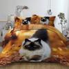 Bed Cover Dropship Winter Soft Comfortable 2/3Pc Kid Bedding Set Western Single Double Bed 3D Cat Duvet Cover Sets Ropa De Cama