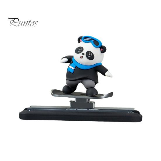 

Мультяшная статуэтка панды, украшение приборной панели автомобиля, очаровательный внешний вид, динамичная фигурка панды для скейтборда, украшение приборной панели B чёрный