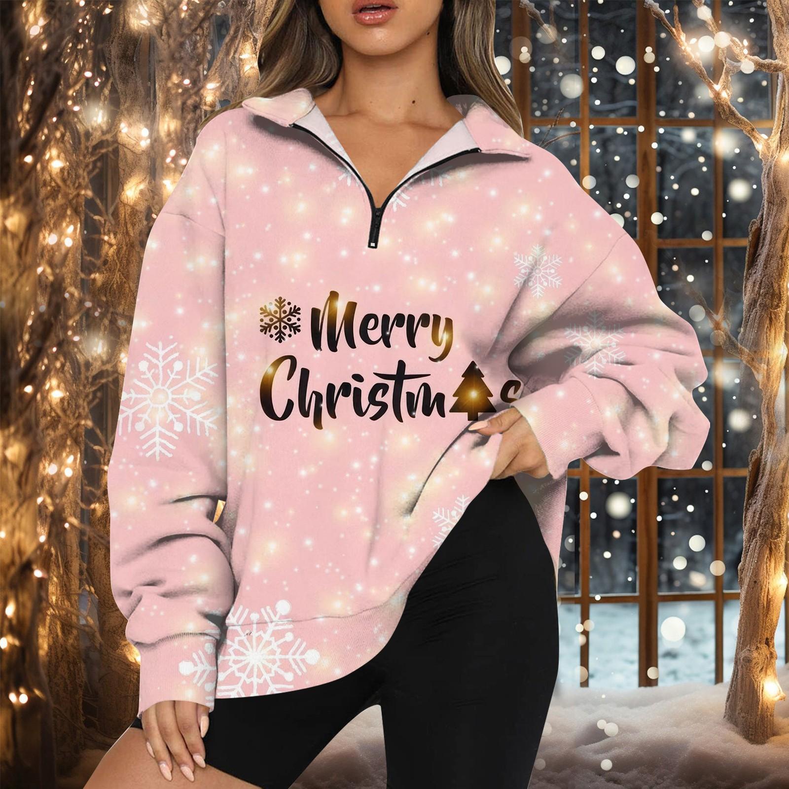 

Женская мода повседневная толстовка с длинным рукавом и принтом на молнии с высоким воротом и заниженными плечами XL розовый