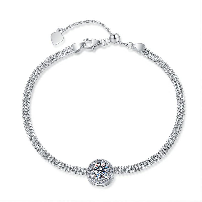 

2 Carat Moissanite PT950 Platinum Women s Sliding Bracelet Adjustable Design Sparkling Daily Gift Jewelry 16-17-18-19cm