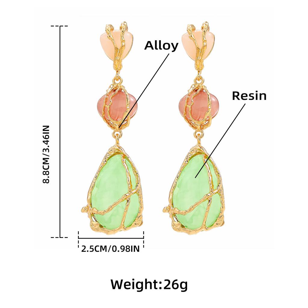 Bohemian Women Earrings Resin Vintage Geometry Piercing Hoop Jewelry Accessories