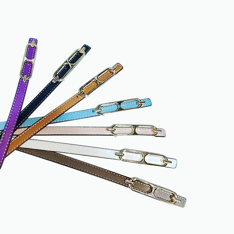 Echtes Leder Damen Schmal Europäisch Amerikanisch Mode Gürtel mit Dekorativem Legierungs Schnalle