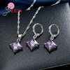 Exquisite Beautiful Colorful Square Crystal Girlfriend Gift Engagement Jewelry 925 Sterling Silver for Fashion Women