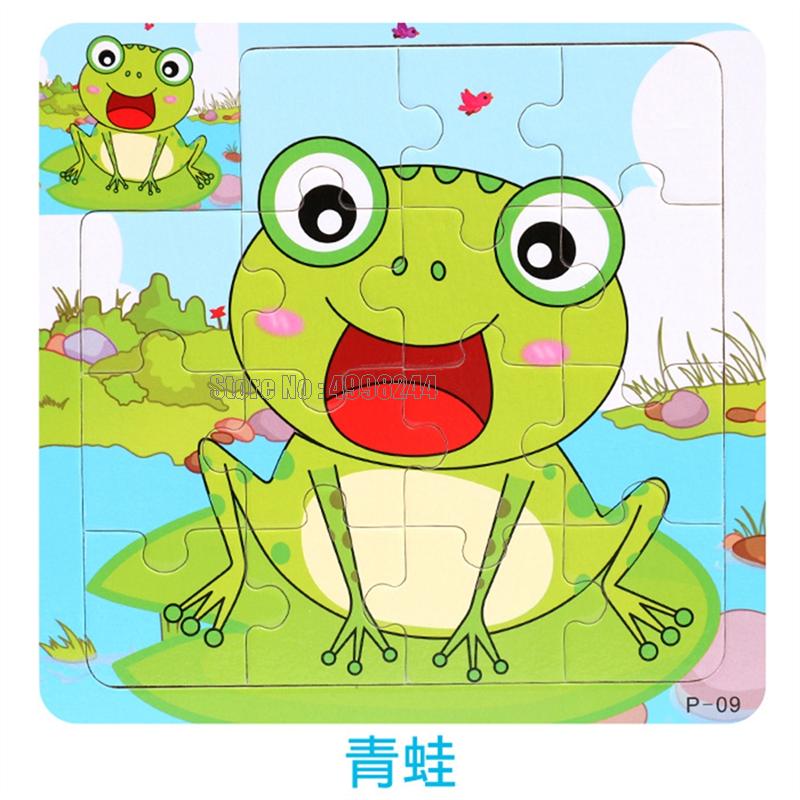 17pcs Wooden 3d Puzzle Jigsaw Cartoon Animal/traffic Puzzles Educational Toy Kids Wood Puzzle Small Size 11*11cm