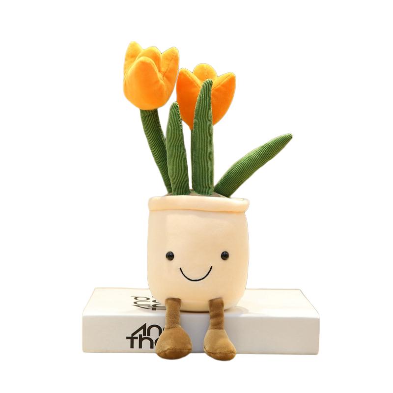 Smiling Flowerpot Flower Pot Plush Toy Stuffed Tulip Hareball Succulent Plant Mushroom Plushie Decor Gift