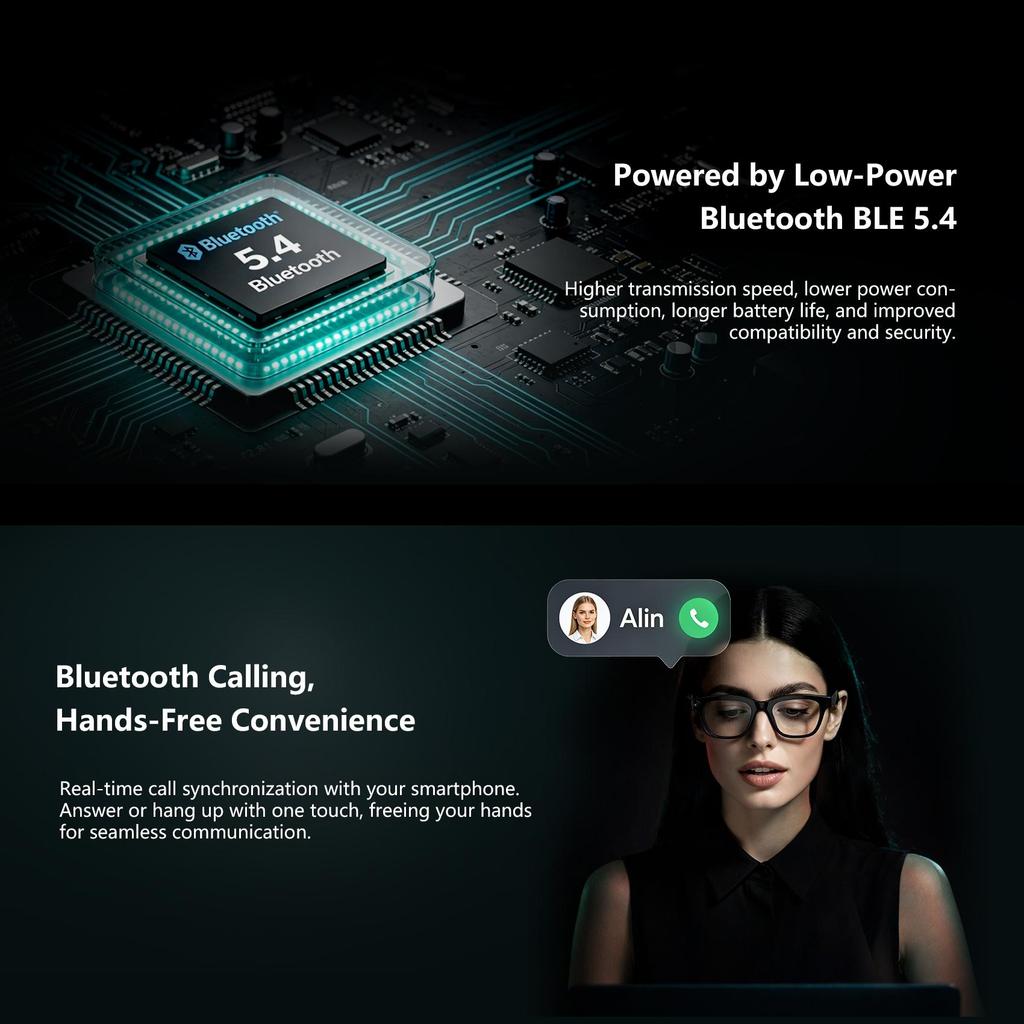 Blackview BV300 Smart Glasses HD Camera Built-in AI Bluetooth Speakers Photochromic Lenses