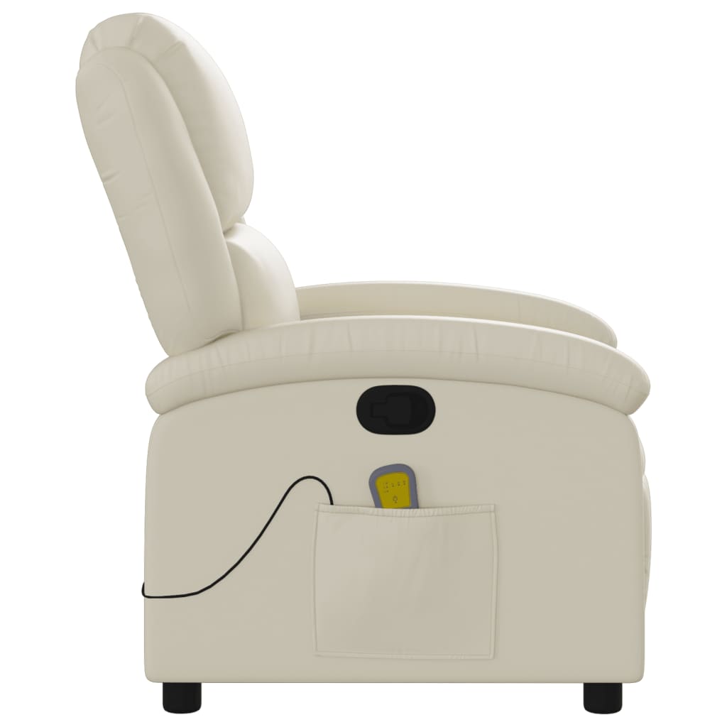 Massage Chair with Relax Function Synthetic Leather Cream