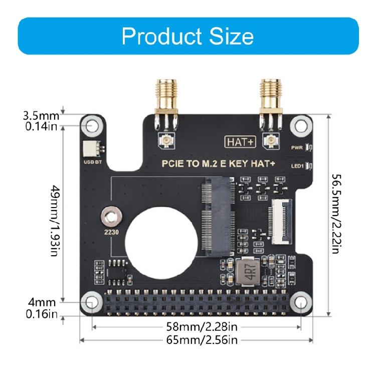 PCIe To M.2 E Key HAT+ Adapter Card Support For Pi 5 Expansion Board Various Wireless Cards Support WIFI5 Wifi6e