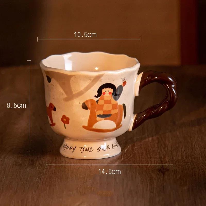 

Cute Fairy Tale Pattern Ceramic Mug Cup&saucer Dining Table Coffee Cup Milk Tea Mugs Afternoon Tea Teacup Fruit Juice Container 400ml