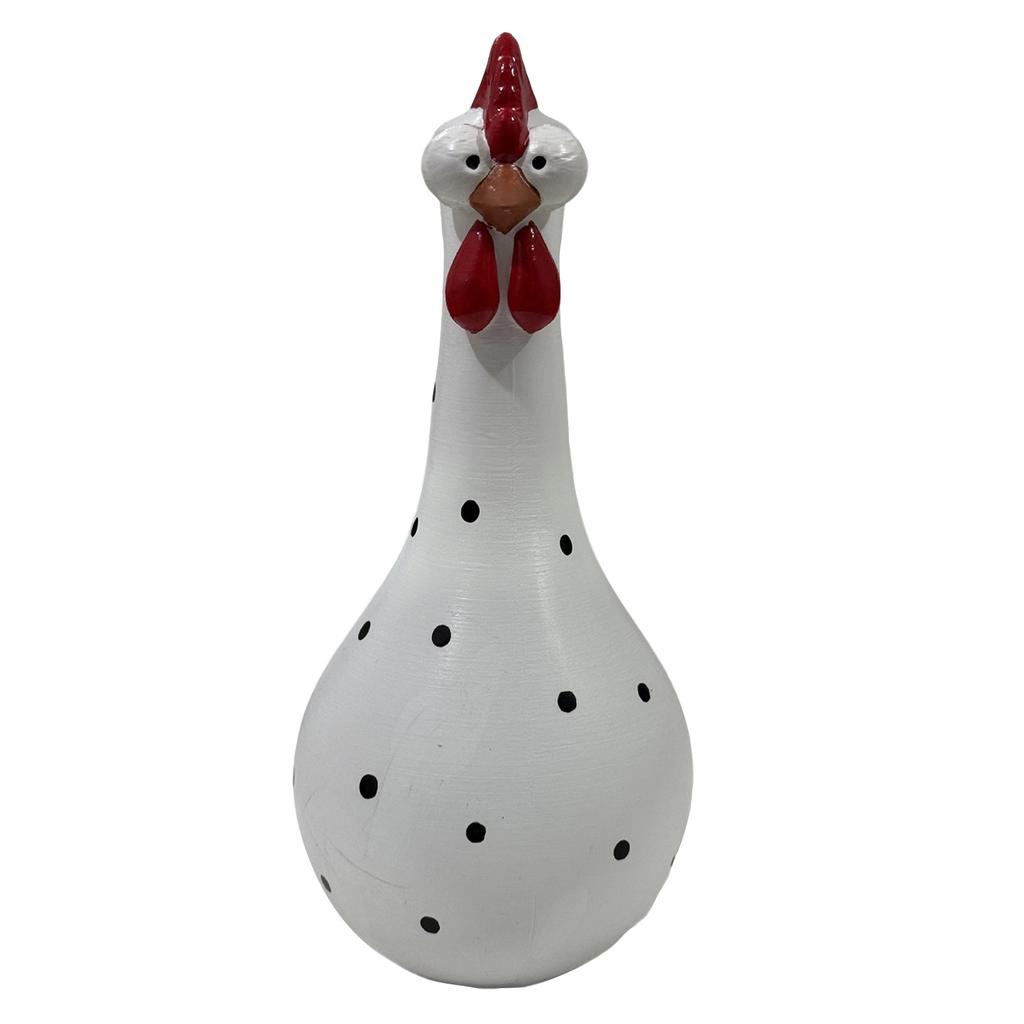 Resin Long Neck Chicken Figurine Decorative Vase with Polka Dot Pattern for Home Tabletop Ornament and Display Accent