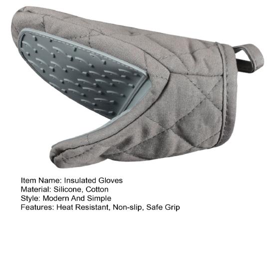 1Pc Silicone Insulated Gloves Cotton Filled Oven Mitts Heat Resistant Oven Gloves Kitchen Baking Grilling Helper