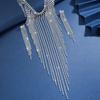3PC Women's Fashion Copper Claw Chain Series Long Tassel Necklace Earrings Zircon Set Wedding Banquet Party Holiday Gift