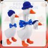 Christmas Desk Goose Outfit 7-Inch Goose Statue Outfit 8 Holiday Designs Knitted Hat And Bow for Home Office Desktop Festive Decorations