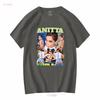 Anitta Funk Rave Collage T-Shirt Rundhals Lässig Lange Oder Kurze Ärmel Vintage Gewaschen Unisex Bequem Herren Mode Weich
