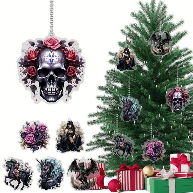 Halloween Acrylic Unique Skull Decorative Car Mirror Pendant For A Quirky Touch To Ride Your