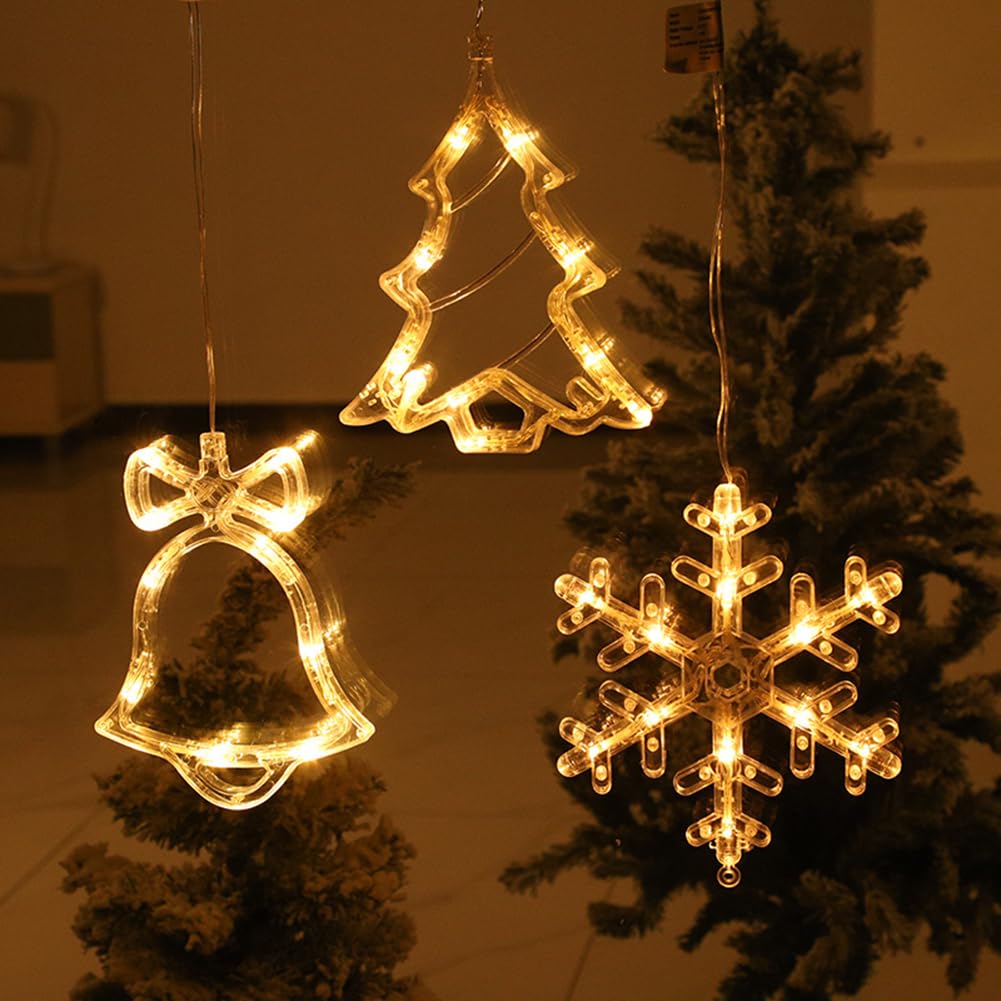 Cute LED Christmas Decorations with Suction Cups, Warm White, for Ceremonies, Parties, Weddings, Birthdays, and New Year's. Perfect for Indoor Decor.