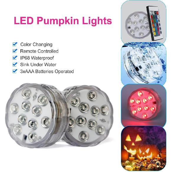 Submersible LED Lights with Remote, Color Changing Battery Powered Underwater LED Light Pucks for Pool Pond Camping Bucket Decoration (4 Packs)