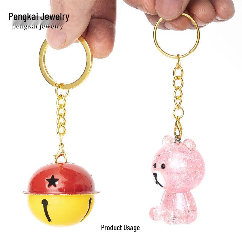 Gold-Plated Keychain Kit: 25/30mm Metal Key Rings with Lobster Clasp and Hanging Chain for DIY Jewelry and Accessories