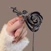 Fashion Rhinestone Flower Tassel Hair Clips Elegant Women's Rose Twist Clips Ponytail Clip One Word Clip Headwear Accessories