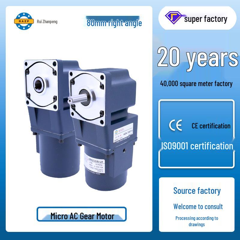 80-Type Right Angle Gear Reducer, Hollow/Solid Shaft, Single Phase 220V, Three Phase 380V, Variable Speed Motor