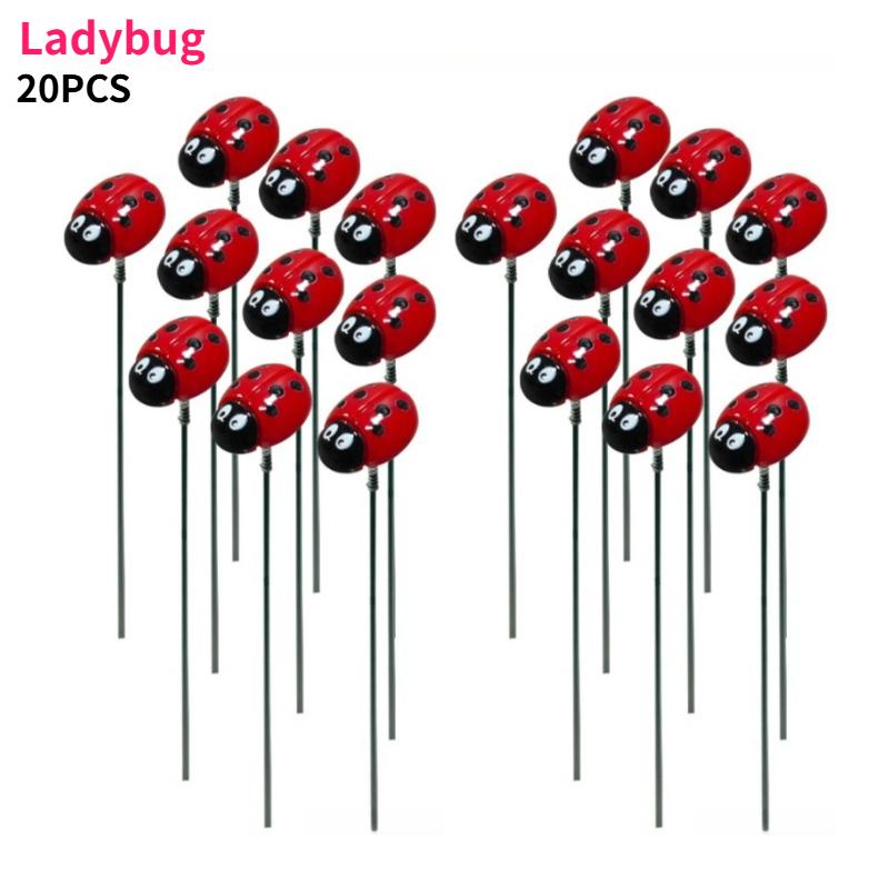 

20pcs Bee & Ladybug Resin Stake Decorations Modern Floor-Mounted Garden Plugs for Outdoor Flower Beds Lawn Paths Potted Plants