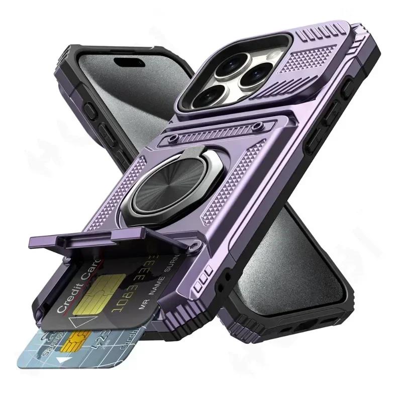 Pouzdro Pro iPhone 11 13 14 15 16 Pro Max 14 15 16 Plus 11 Magnetický Otočný Kroužek Stojánek Odolné Ochrana Proti Pádu Peněženka