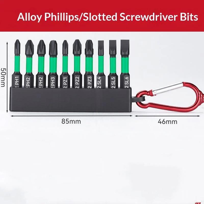 

10Pcs Magnetic Screwdriver Bit Set High Hardness Torx Hex Head Screwdriver Bits With Carabiner For Electric Drill Screwdriver A3