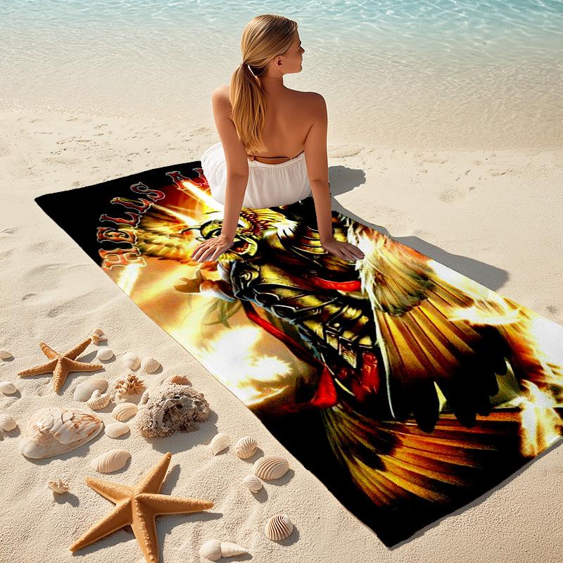 Gang Motorcycle Enthusiasts Hells Angels Motorcycle Club Beach Towel Outdoor Camping Vacation Swimming Beach Towel Outdoor Absorbent Bath Towel Y2