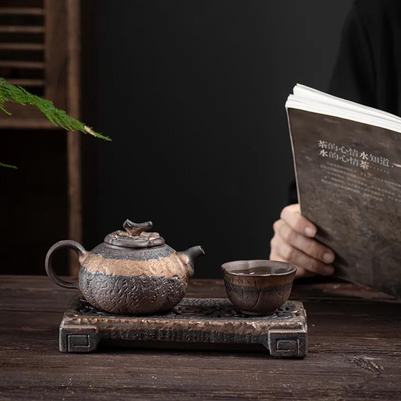 Brick Tea Pot Holder Japanese Household Ceramic  Tray Water Storage Mini Small  Table Single Bamboo Kung Fu  Set