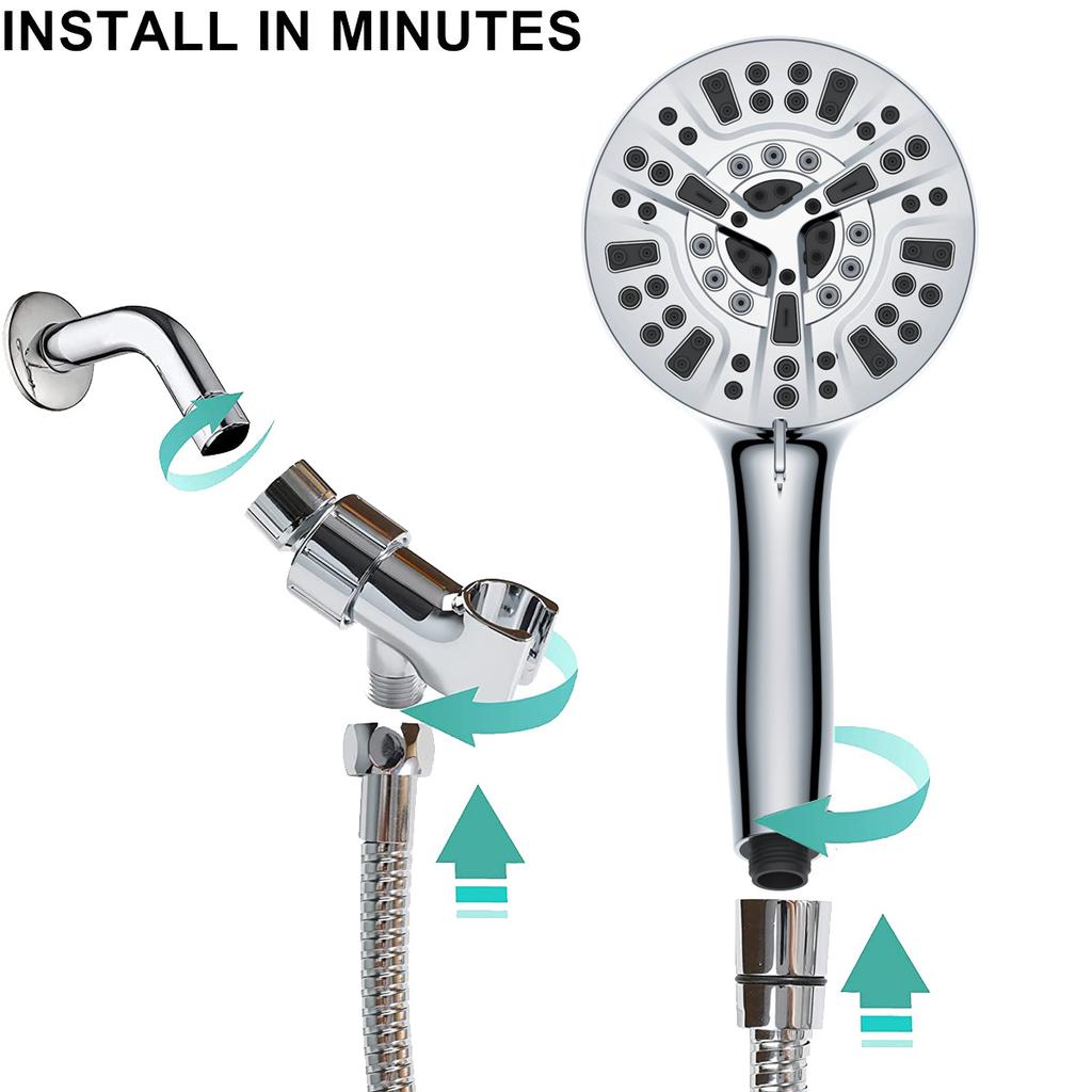 10 Modes High Pressure Electroplating Handheld Shower High Quality Bathroom Shower Head with Spray Gun Back Water Outlet