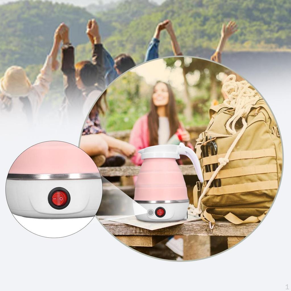 Travel Folding Electric Kettle 600ml Silicone Lightweight Small Water Boiler White