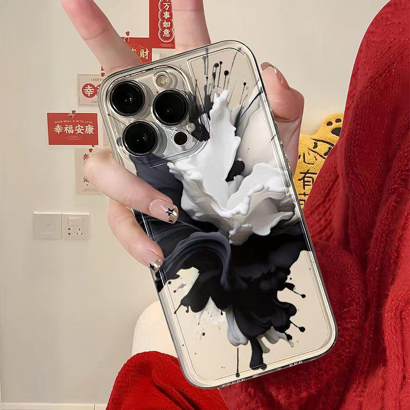 Art splashing ink is suitable for iphone11promax mobile phone case, simple, thickened and transparent Apple 11 anti-drop 11/11.