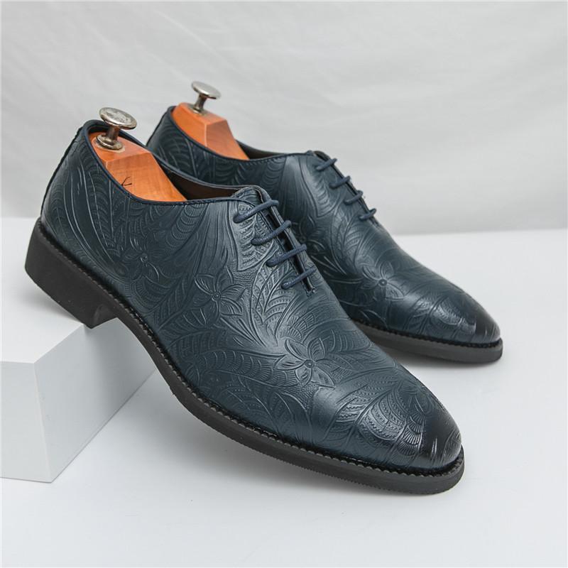 Fashion British Designer New Men's Blue  Lace Up Business Formal Oxford  Shoes Male Luxury Formal Wedding Prom Dress Homecoming Footwear