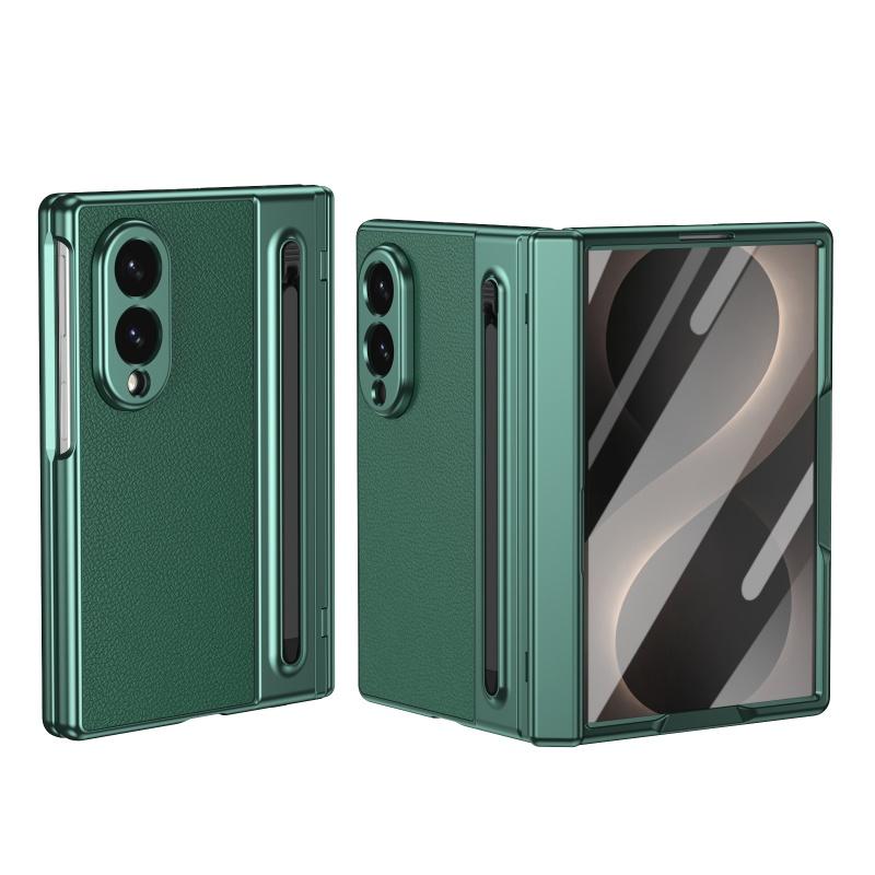 For Samsung Galaxy Z Fold 8 Ultra 7 6 5 4 3 360° Folding Flap Leather Pen Groove Tempered Glass Film Drop Resistant Phone Case