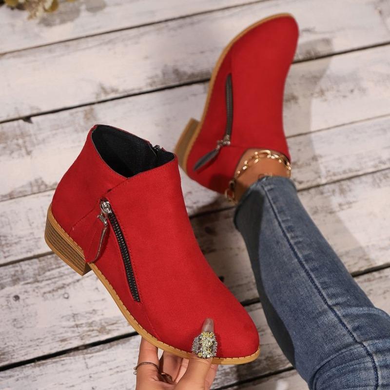 Large size square heel pointed Chelsea boots autumn and winter new side zipper wind out women's boots