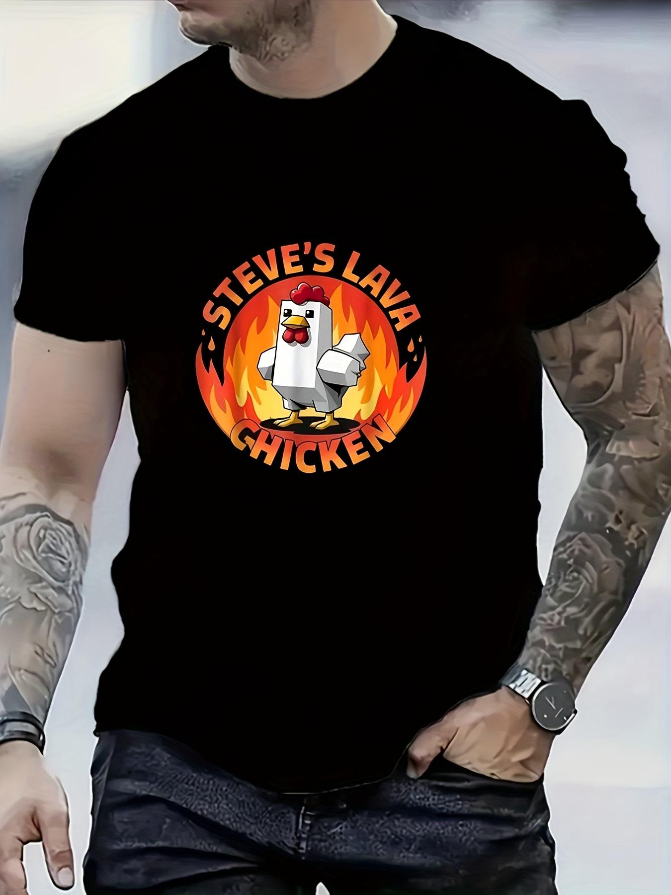 Men s Lava Chicken T-shirt Men s Steve Lava Chicken Pattern T-shirt Comfortable Summer Street Wear Casual Wear Printed T-shirt S