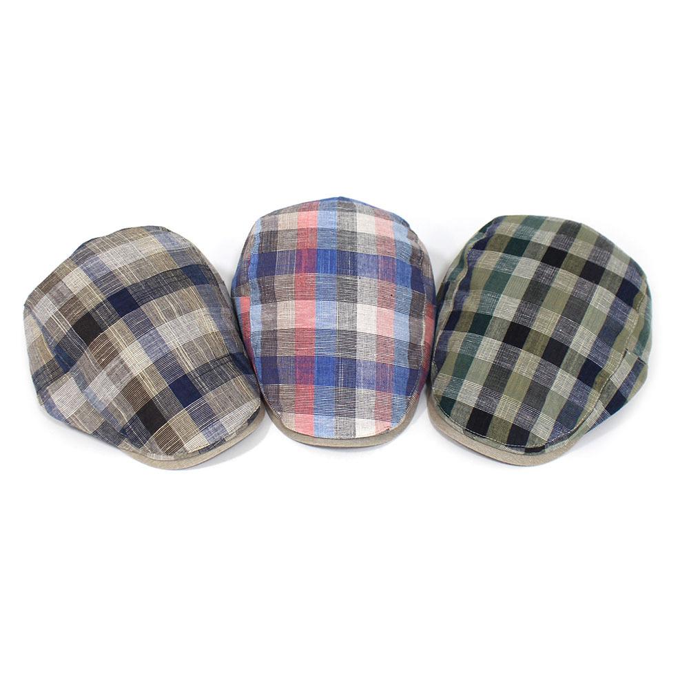 Spring and Summer Thin Hat Men's Fashion Plaid Forward Hat Cotton Cap Foreign Trade Beret