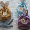 10pcs Velvet Candy Bags with Handles Fluffy Rabbit-Ear Wedding Party Favor Boxes for Gifts