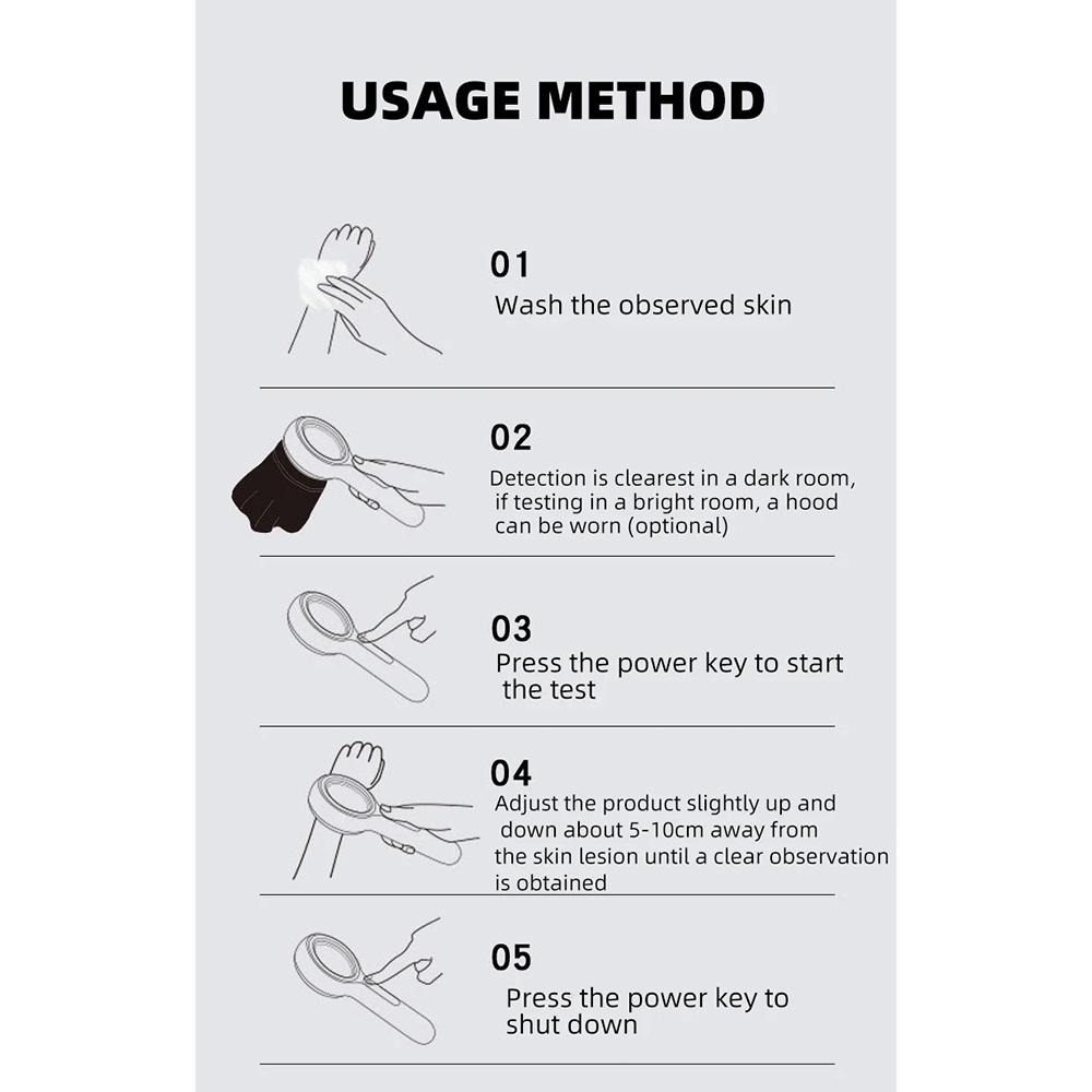 Wood's Lamp Ultraviolet UV Skin Analysis Tool Personal Beauty Care Skin Care Magnifying Analyzer for Daily Beauty Use