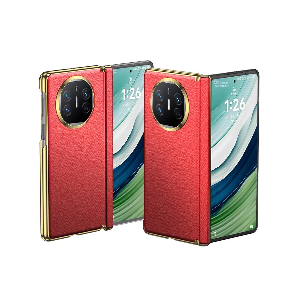 Huawei Mate X5 Case Mate X5 Collector Edition Foldable Screen Electroplated Leather Center Axis Shockproof Minimalist Unisex Leather Case China Red