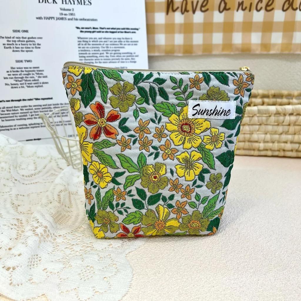 Women's Cosmetic Bag Small Vintage Purple Flowers Cosmetics Lipstick Storage Bag Coin Purse Card Sanitary Napkin  Holder Case